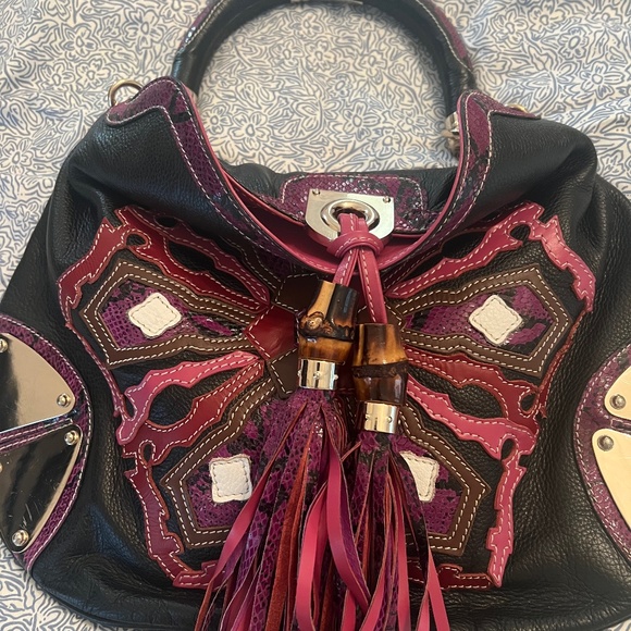 Gucci RARE LIMITED Indy Leather Python Tassel Hobo Large Bag - Picture 1 of 7
